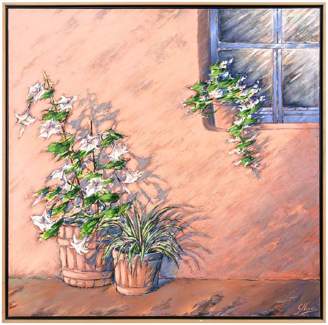 Gustavo Novoa, ‘Spoken Shadows, Large Scale Modernist Southwest Adobe Painting’, Late 20th Century, Lions Gallery