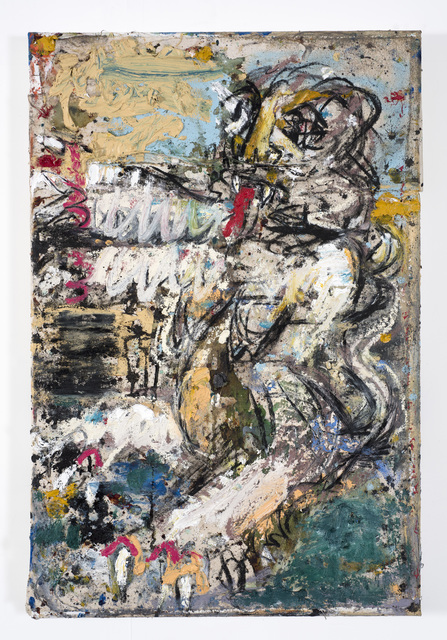 Daniel Crews-Chubb, ‘Dancing Lion (white)’, 2018, Painting, Oil, oil bar, charcoal, ink, pastel, sand, spray paint, coarse pumice gel and collaged fabrics on canvas., Vigo Gallery
