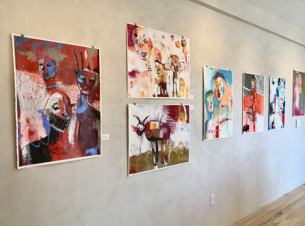 Line of paperworks by artist Vikki Drummond, from the Series "Little People in my Head" The paperworks are 30"Hx22"W. Line of paperworks by artist Vikki Drummond, from the Series "Little People in my Head" The paperworks are 30"Hx22"W.
