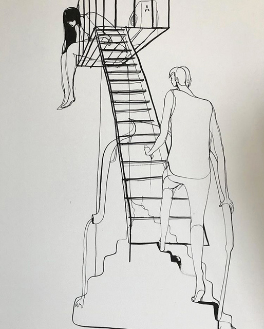 Will Barras, ‘Fire Escape’, 2020, Painting, Ink on Canvas, StolenSpace Gallery