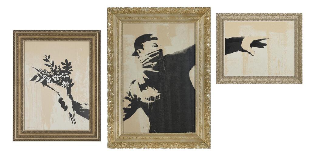 Banksy - Flower Thrower Triptych (Grey)