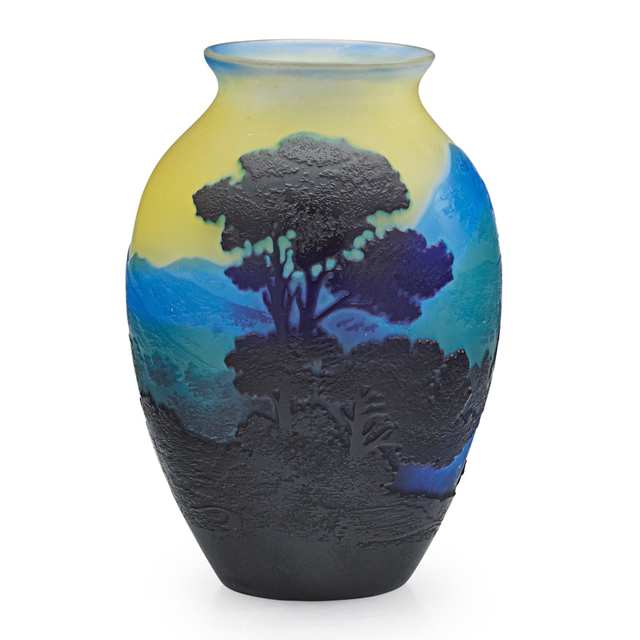 Galle, ‘Small Vase With Mountainous Landscape, France’, Early 20th C., Design/Decorative Art, Acid-Etched Cameo Glass, Rago/Wright