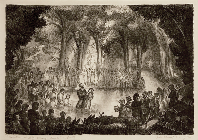 , 'Baptism in Big Stranger Creek,' 1932, Kiechel Fine Art