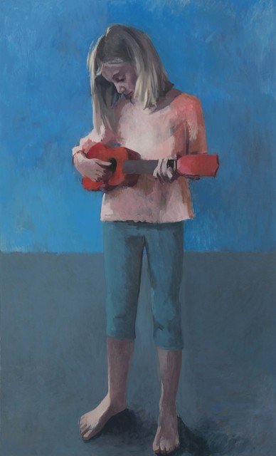 Claerwen James, ‘Girl With a Ukulele 4’, 2018, Painting, Oil on canvas, Flowers
