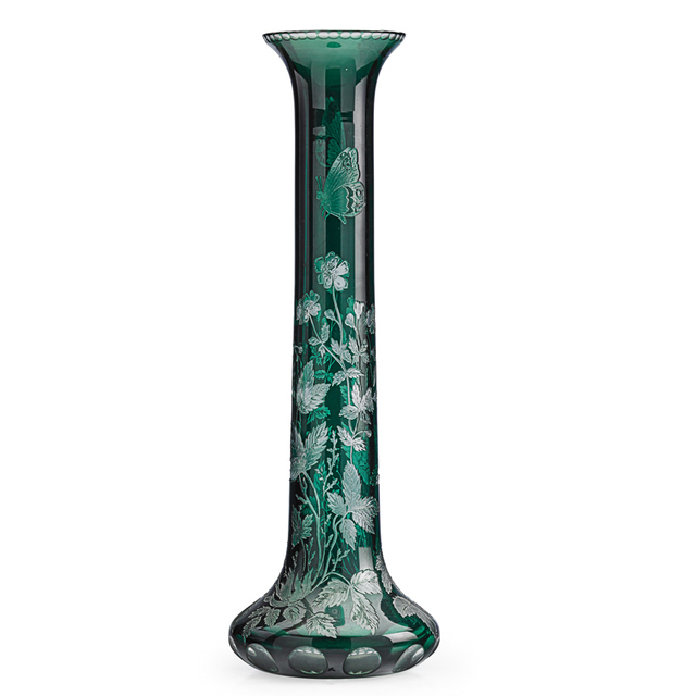 ‘Bohemian, Tall Vase With Buttercups And Butterflies’, Late 19th/Early 20th C., Rago/Wright