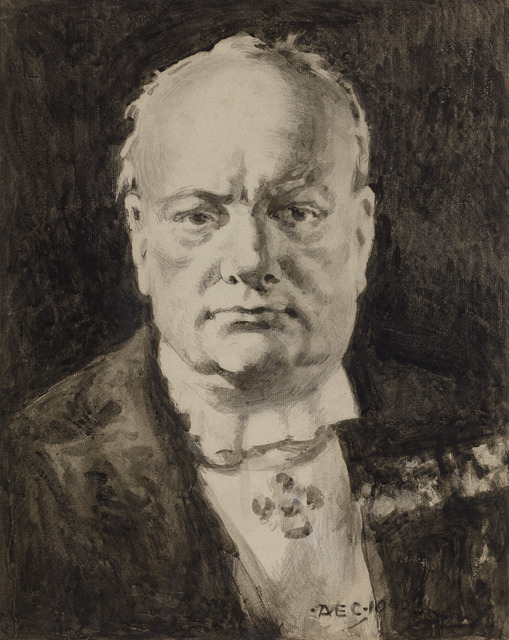 Alfred Egerton Cooper, ‘Portrait of Winston Churchill’, 1945, Drawing, Collage or other Work on Paper, Pencil and grisaille wash on paper, M.S. Rau