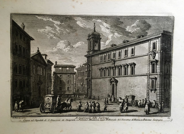 Giuseppe Vasi, ‘Archiginnasio della Sapienza Plate 161 from Delle Magnificienze di Roma Antica e Moderna’, 1747-1761, Print, Etching, Pia Gallo