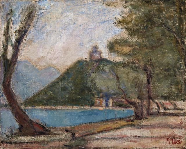 Arturo Tosi, ‘Lake Iseo’, executed in 1932, Painting, Oil on canvas, Pandolfini