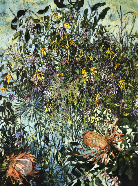 Rebecca Saylor Sack, ‘Protea and Allium ’, 2017, Painting, Oil on panel, J. Cacciola Gallery
