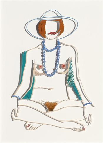 Tom Wesselman - Monica cross-legged with beads