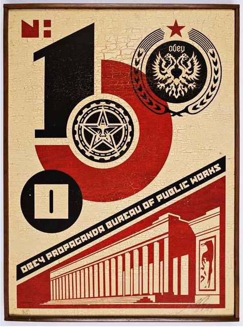 Shepard Fairey (OBEY), ‘Bureau of Public Works (on Wood). ’, 2004, Alpha 137 Gallery