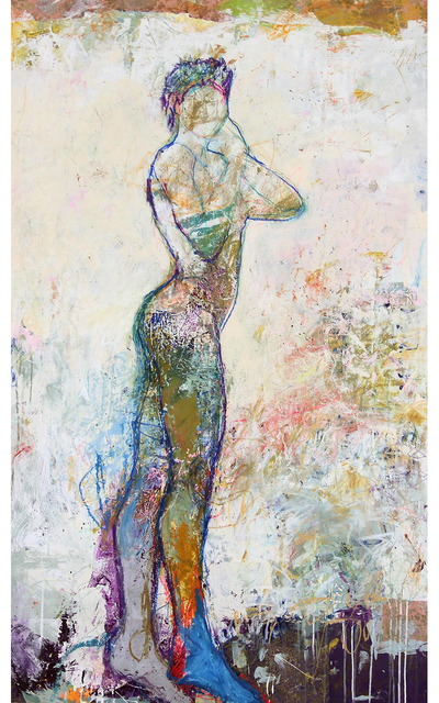 Jylian Gustlin, ‘"Juno 1" Mixed Media Figurative Painting with Bright colors and White’, 2010-2018, Eisenhauer Gallery