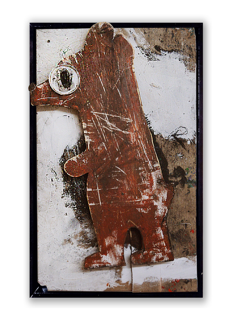 Greg Haberny, ‘Bear in Mind’, 2015, Painting, House paint, ashes, dirt and plastic mounted on wood, Ethan Cohen Gallery