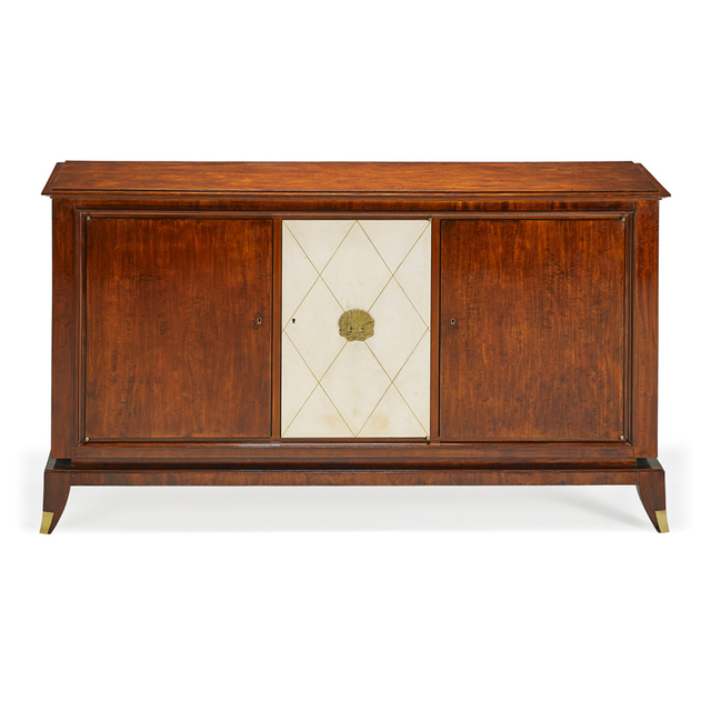 Vadim Androusov, ‘Cabinet, France’, Design/Decorative Art, Mahogany, tooled and gilt parchment, bronze, Rago/Wright