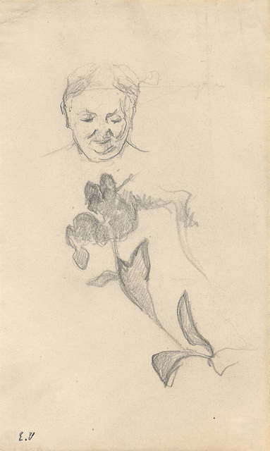 Édouard Vuillard, ‘Studies of Madame Vuillard and Foliage (Madame Vuillard et feuillage)’, ca. 1895, Drawing, Collage or other Work on Paper, Pencil on paper, Jill Newhouse Gallery