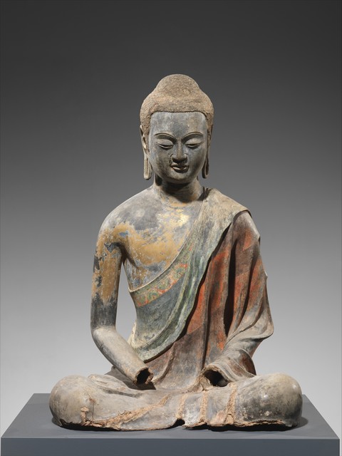 Unknown Chinese, ‘Buddha, Probably Amitabha (Amituofo) (唐 彩繪漆金夾紵阿彌陀佛像)’, early 7th century, The Metropolitan Museum of Art