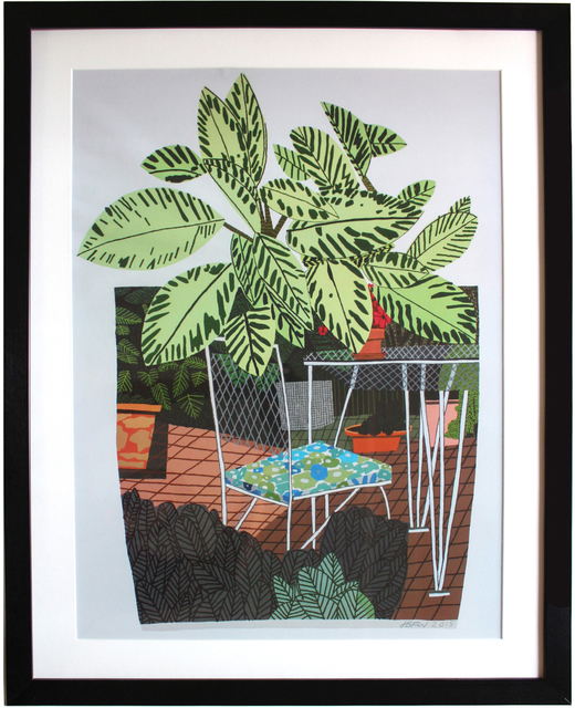 Jonas Wood, ‘Landscape Pot with Flower Chair poster’, 2016, Ephemera or Merchandise, Offset lithograph, EHC Fine Art Gallery Auction