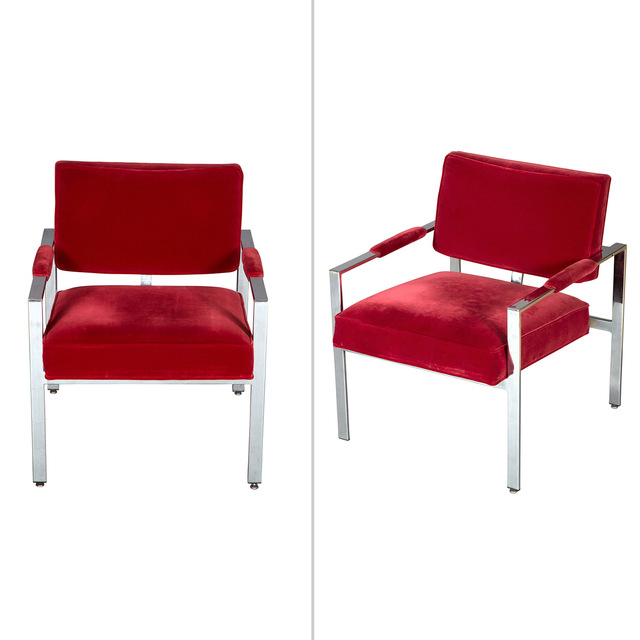 ‘Two Mid-Century Upholstered Chromed Metal Open Armchairs’, Design/Decorative Art, Doyle