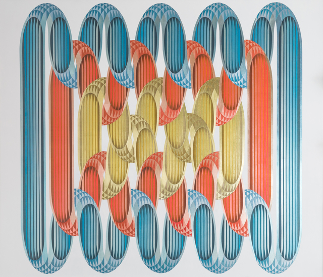 Gianluca Franzese, ‘Cosmic Coil’, 2018, Painting, Aluminum, silver, 12k white gold, 18k gold, and 22k gold leaf with acrylic glazes on panel, K. Imperial Fine Art