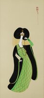 Standing Lady in Green Dress