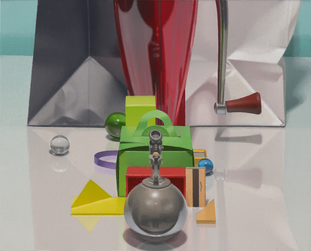 Harold Reddicliffe, ‘Cigarette Lighter, Ice Crusher and Paper Bags’, 2017, Painting, Oil on canvas, Gallery NAGA