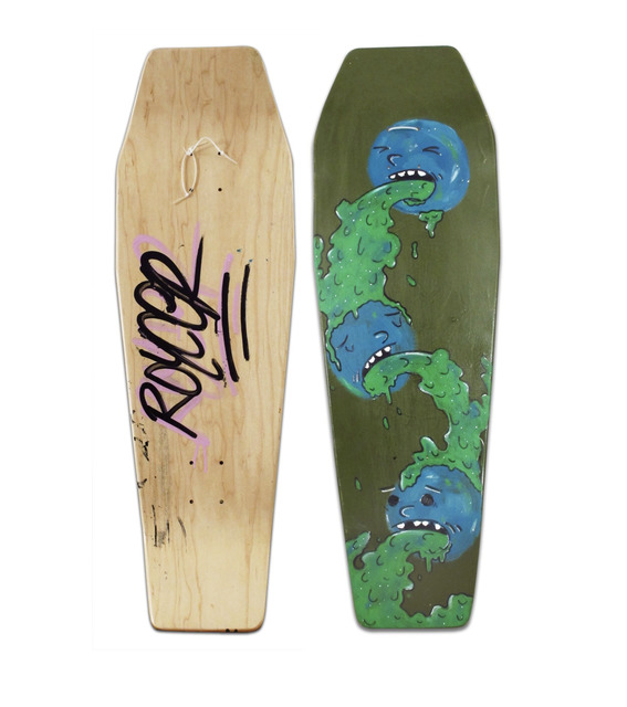 Royce Bannon, ‘Untitled (Monsters)’, 2013, Painting, Spray enamel and acrylic on hand crafted wooden skate deck, Woodward Gallery