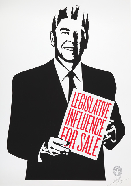 Shepard Fairey, ‘Corporate Violence For Sale, Its Mourning In America, Top-Elite Factions For Sale & Legislative Influence For Sale’, 2011, Chiswick Auctions