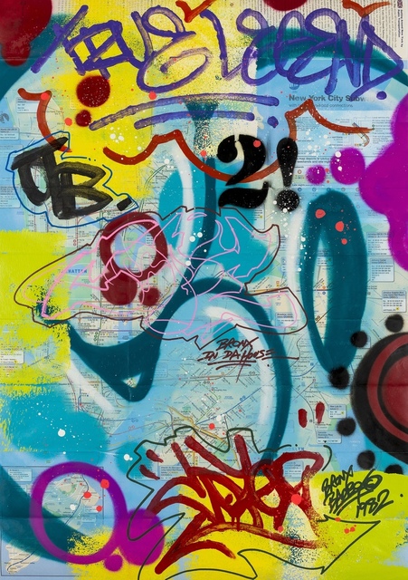 Cope2, ‘Subway Map #9’, 2017, Mixed Media, Mixed media on NYC Subway Map, Forum Auctions