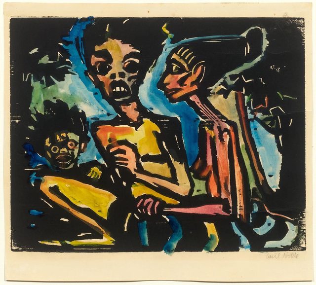 Emil Nolde, ‘Familie’, 1917, Print, Woodcut, handcoloured, Koller Auctions