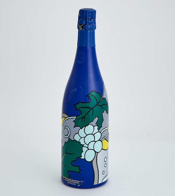 Roy Lichtenstein, ‘Champagne Taittinger Brut Bottle’, 1985, Other, Mixed media color screenprint on blue polyester form encasing the glass bottle, Doyle