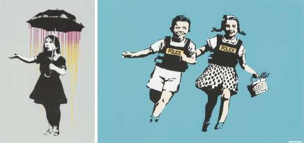 Banksy - NOLA (Pink to Yellow Rain) (reproduction)