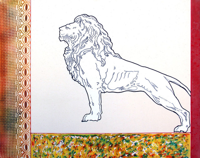 Renato Mambor, ‘Animal slides - Leone in piedi’, 2004, Mixed Media, Oil and enamel on raw canvas, Ambrosiana Casa d'Aste