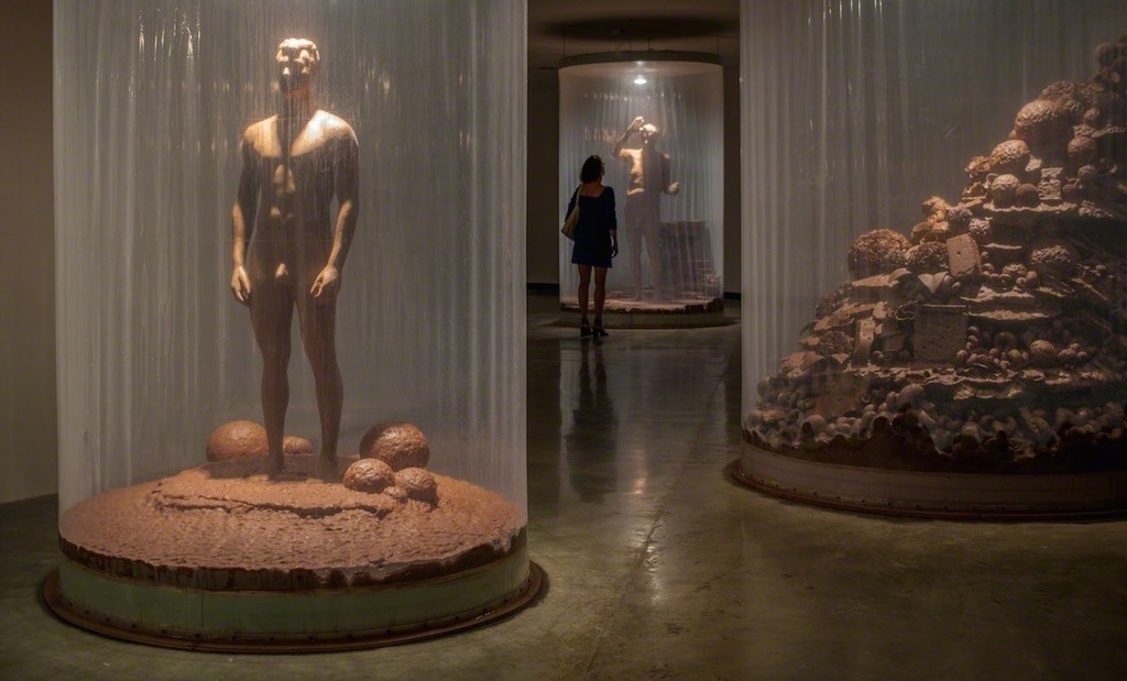 Walter McConnell monumental wet clay installation on view at the Katzen Arts Center. Walter McConnell monumental wet clay installation on view at the Katzen Arts Center.