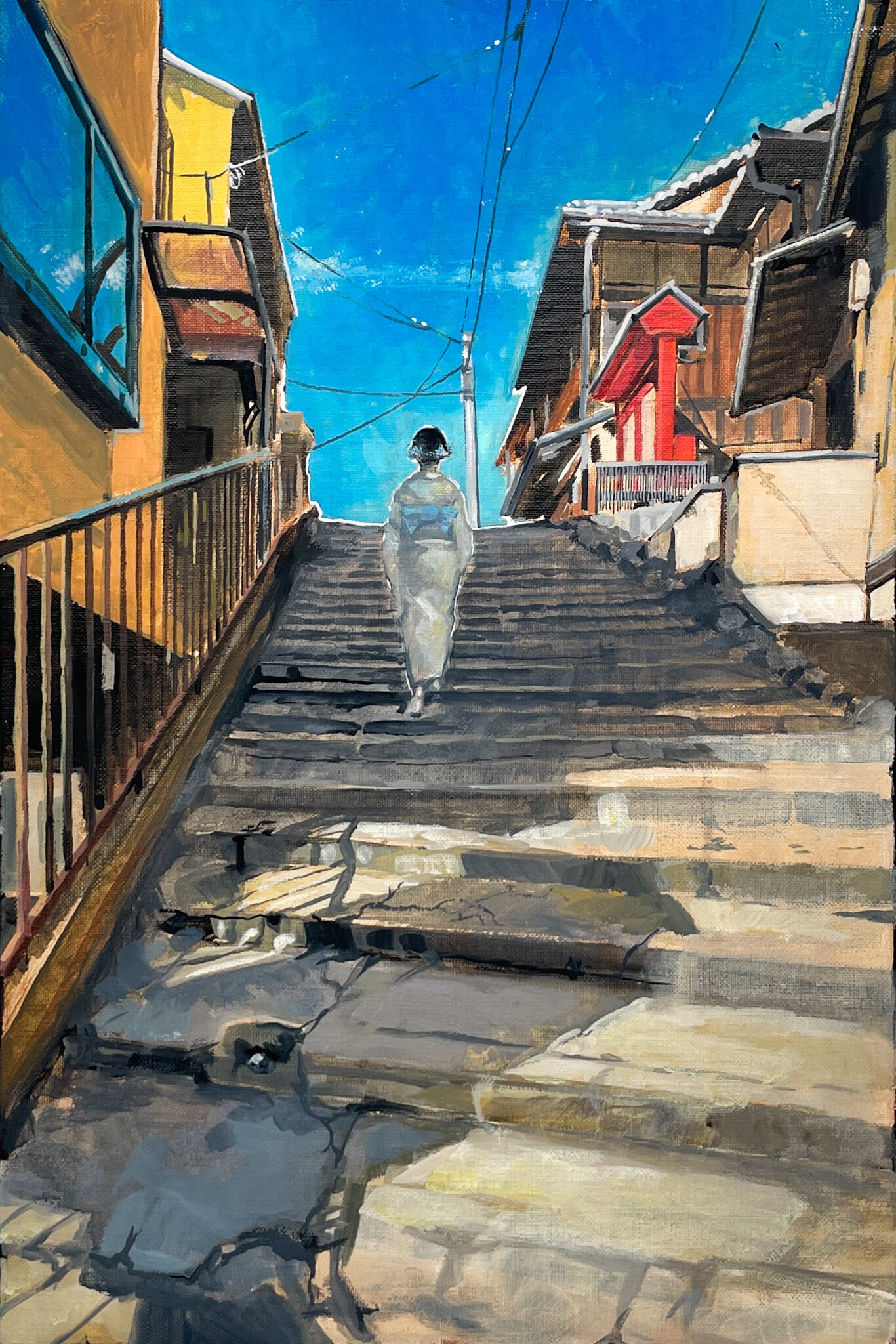 【真作】絵画　油彩6号　アーチのある街角風景　都市の小路と緑の丘　Y177 Kyoto, In Full | Artsy