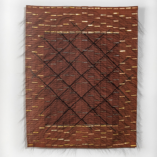 Adela Akers, ‘The Grid’, 2008, Textile Arts, Linen, horsehair, paint, metal foil, browngrotta arts