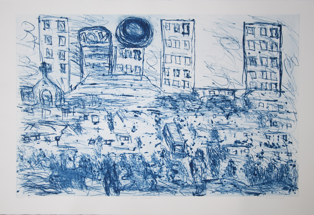 David Koloane, ‘Blue Cityscape’, 2008, Print, Carborundum and Drypoint, David Krut Projects