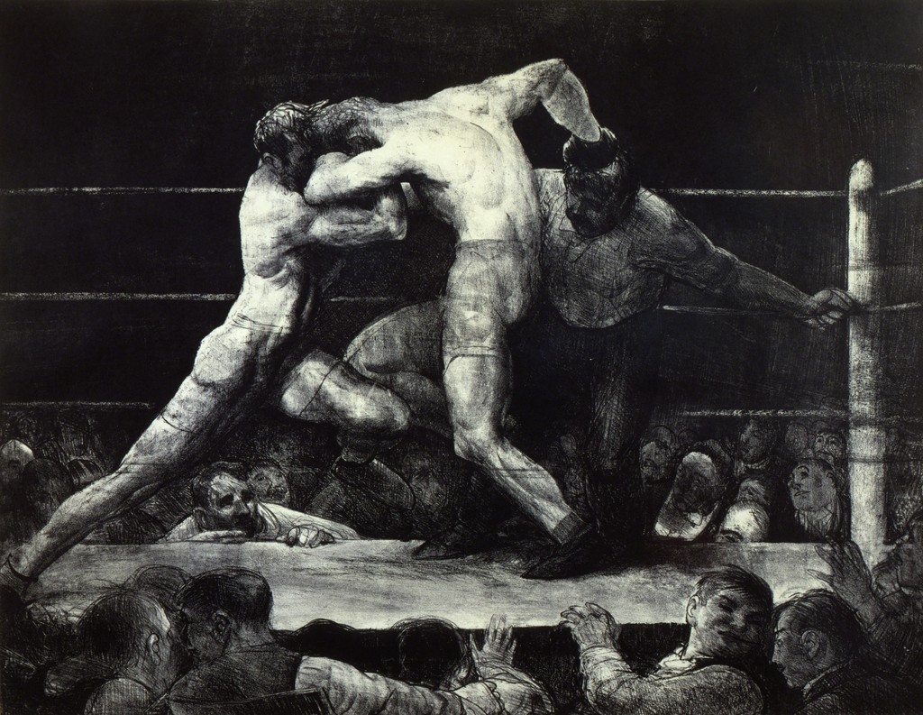 George Bellows, A Stag at Sharkey’s, 1917. Lithograph. Private collection George Bellows, A Stag at Sharkey’s, 1917. Lithograph. Private collection