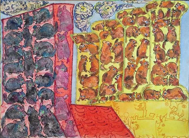 Maija Peeples-Bright, ‘Outsider Art Rats and Mice Pattern Painting’, 20th Century, Lions Gallery