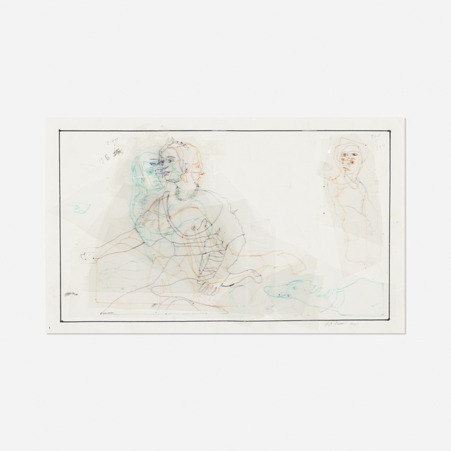 Pieter Schoolwerth, ‘Study for Portrait of "Diana Resting After the Hunt" (after van Honthrost)’, 2011, Drawing, Collage or other Work on Paper, Marker on acetate, paper collage, Rago/Wright