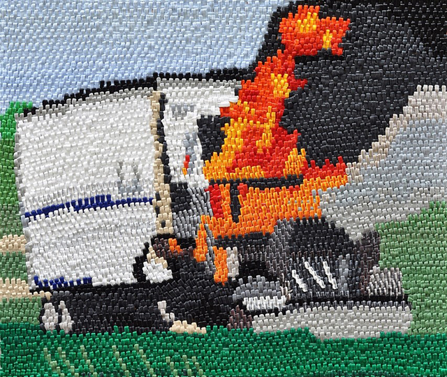 Caroline Larsen, ‘Tractor Trailer Fire’, 2012, Painting, Oil on canvas on board, Craig Krull Gallery