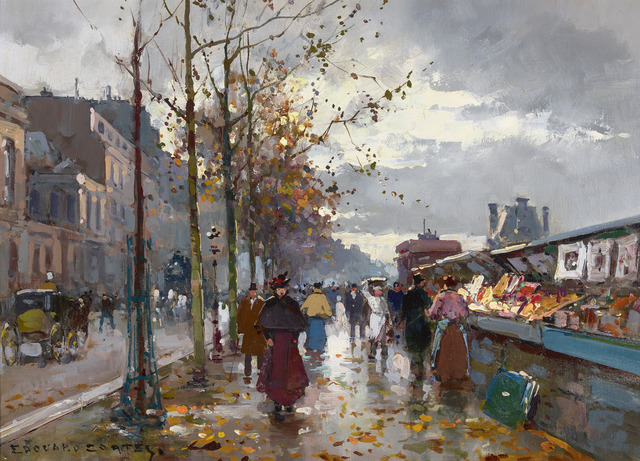 Edouard Léon Cortès, ‘Bouquinistes (Parisian Booksellers)’, 1919-2020, Painting, Oil on canvas, M.S. Rau