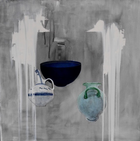 Christina Penrose, ‘Ancient Vessels in grey & white’, 2017, Painting, Oil & Mixed Media, InLiquid