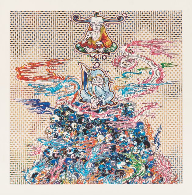 Takashi Murakami, ‘2 Arhats Meditating Amid the Hellfire of the Mound of the Dead’, 2013, Print, Offset lithograph in colors on smooth wove paper, Heritage Auctions
