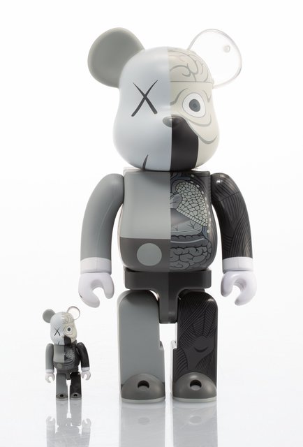 KAWS X BE@RBRICK | Dissected Companion 400% and 100% (Grey) (two works