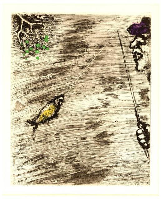 Marc Chagall, ‘Rare Handcolored Etching "The Fisher and Little Fish" by Marc Chagall’, Circa 1927, Galerie Philia