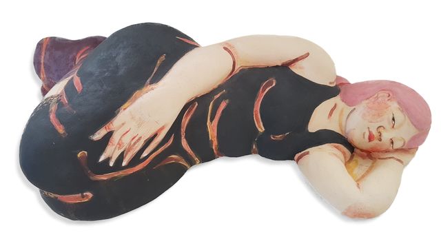 Akio Takamori, ‘Sleeping Woman in Black Dress with Red Hair’, 2013, Sculpture, Stoneware with Underglazes, Cerbera Gallery
