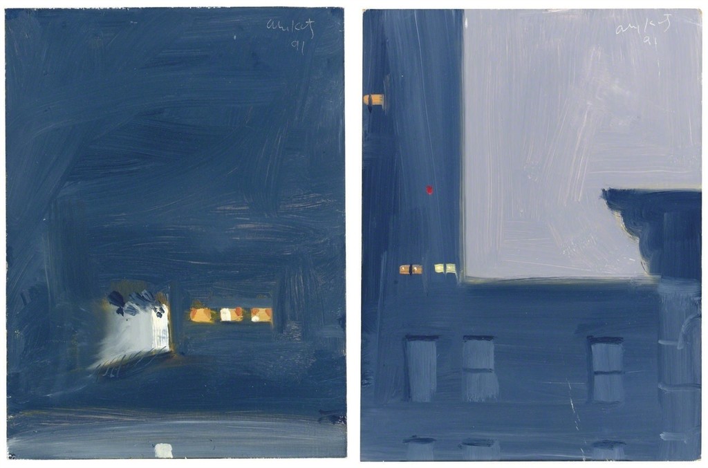 Alex Katz - 11 PM signed and dated 'Alex Katz 91' (upper right); titled '11 PM' (on the reverse) oil on masonite 12 x 9 in...