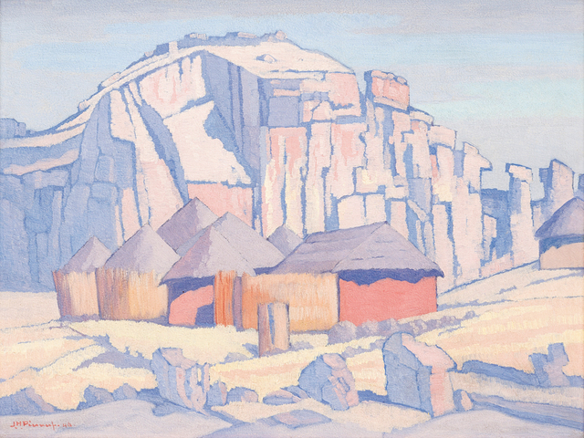 Jacob Hendrik Pierneef, ‘Matlala’s Kraal’, Painting, Oil on board, Strauss & Co