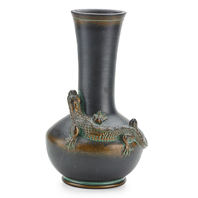 Norse Pottery, ‘Norse Pottery, Rare Vase With Modeled Lizard, Edgerton, WI’, 1900s, Design/Decorative Art, Rago/Wright