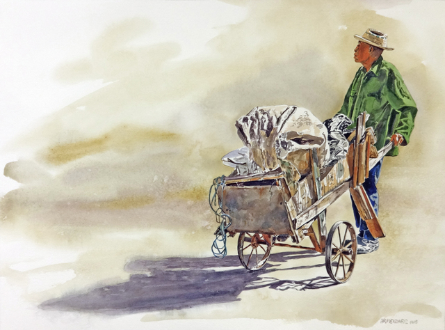 Tony Armendariz, ‘Pushcart Man’, 2018, Drawing, Collage or other Work on Paper, Watercolor on paper, 33 Contemporary